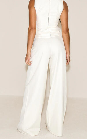 Ivory Structure Wide-Leg Pants