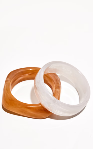Cream Resin Bangle Set