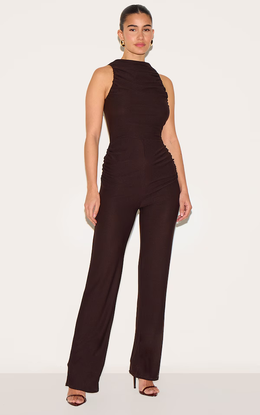 Soft Touch Ruched Straight Leg Jumpsuit