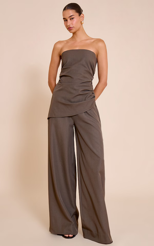 Woven Ruched Wide Leg Jumpsuit