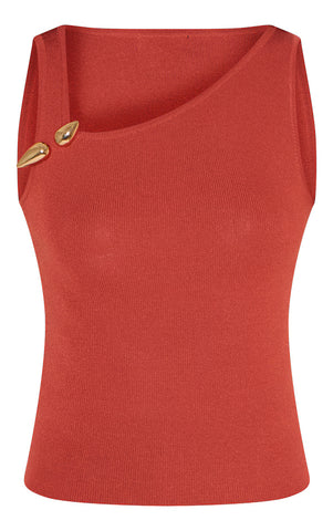 Asymmetric Fine Knit Neckline Top