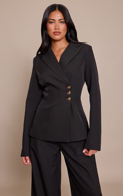 Woven Cinched Waist Blazer