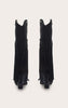 Faux Suede Fringed Knee High Boots