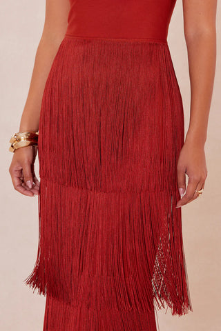 Faye Bandage Fringe Maxi Dress