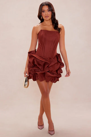Ivona Bubble Satin Mini Dress