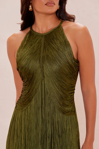 Nolana Fringe Maxi Gown - Rust