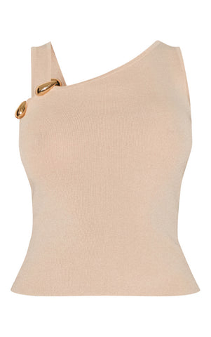 Asymmetric Fine Knit Neckline Top