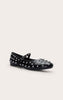 Black Leather Ballet Pump With Stud Detail
