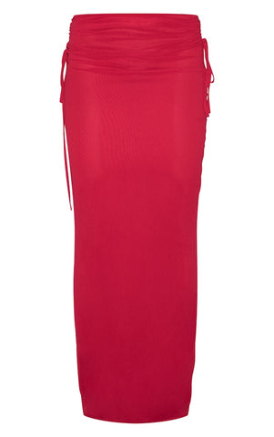 Ruched Chiffon Maxi Skirt