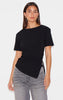 Black Bengaline Ruched Asymmetric Detail Long Top