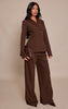 Woven Pleated Straight Leg Trousers