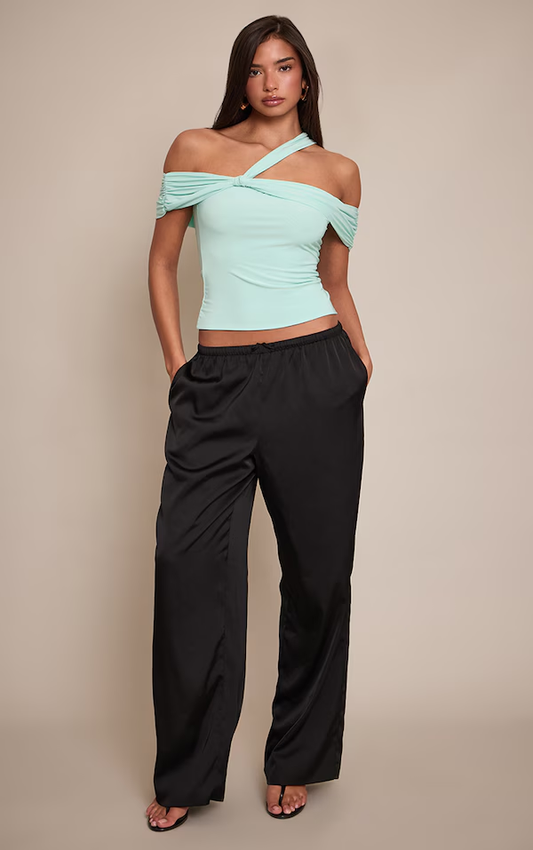 Double Layer Slinky Abstract Sleeve Detail Top
