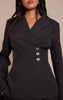 Woven Cinched Waist Blazer
