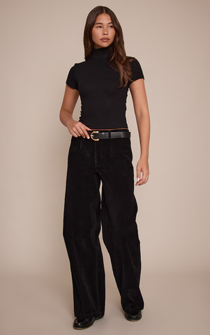 Faux Suede Straight Leg Trousers
