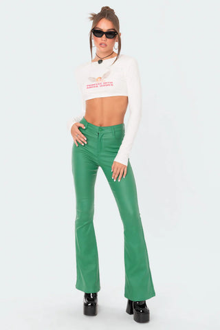 Nova Faux Leather Flare Jeans