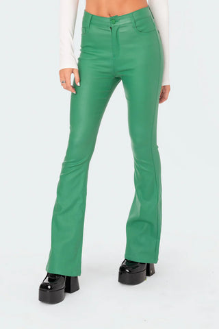 Nova Faux Leather Flare Jeans