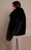 Brown Faux Fur Short Shawl Collar Coat