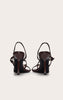 Black Buckle Asymmetric Strap Round Toe Heeled Sandals