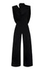 Premium Black Woven Asymmetric Cowl Drape Back Jumpsuit