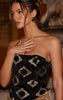 Black Velvet Floral Jacquard Corset