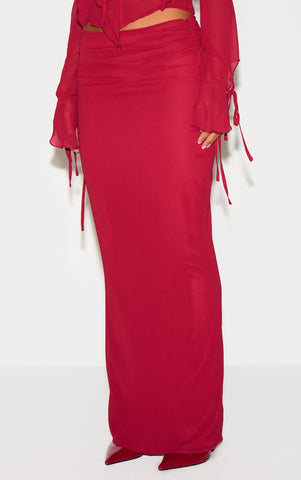 Ruched Chiffon Maxi Skirt
