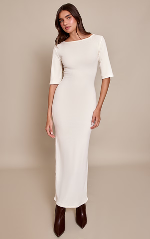 Boat Neck Short Sleeve Maxi Dress