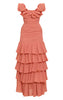 Chiffon Ruched Ruffle Maxi Dress