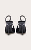 Black Faux Suede Point Toe Sling Back Heeled Courts