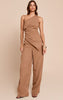 Cream Woven One Shoulder Wide Leg Jumpsuit