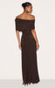 Double Layer Slinky Bardot One Shoulder Ruched Maxi Dress