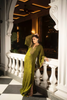 Luster green hand embroidered kaftaan