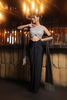 Black and silver drape skirt set