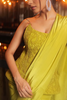 Parrot Green drape saree with corset blouse
