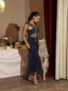 Sapphire Veil Midi Dress