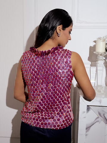 Rosé Prism Embellished Top