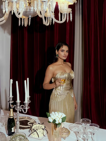 Gold Pleated Sculpt Midi