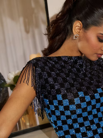 Mosiac Ombrè Fringe Dress