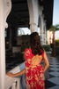 Fuschia Pink Printed Saree with Sleeveless Hand-Embroidered Blouse