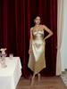 Gold Pleated Sculpt Midi