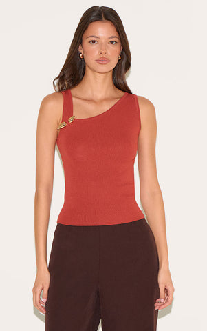 Asymmetric Fine Knit Neckline Top
