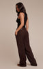 Petite Chocolate Belted Wide leg Trousers