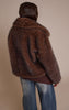 Brown Faux Fur Short Shawl Collar Coat