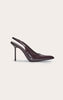 Burgundy Crinkle Heeled Sling Back Court Shoe