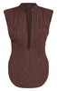 Striped Shoulder Padded Fitted Sleeveless Shirt