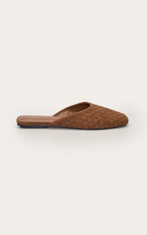 Brown Braided Mule Ballet Flats