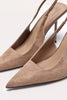 Black Faux Suede Point Toe Sling Back Heeled Courts