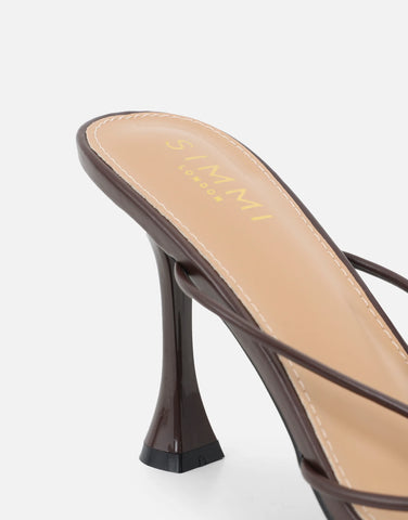 Kirsty Black Gold Detail Cross Over Heeled Mules