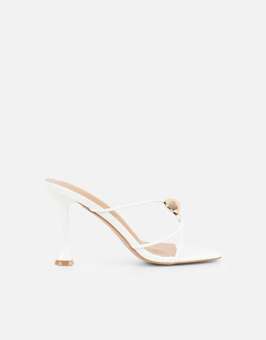 Kirsty Black Gold Detail Cross Over Heeled Mules