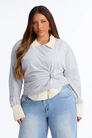 Lindsey French Terry Layered Long Sleeve Top