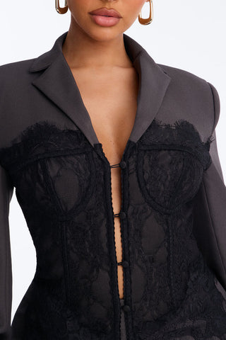 After Hours Lace Corset Blazer Short Set